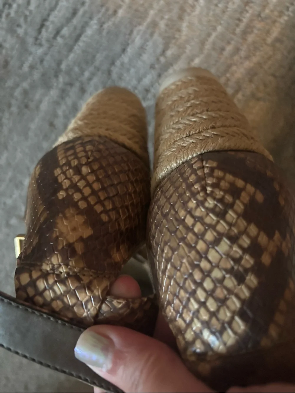 Vince Camuto Brown Snake-Print Strappy Heels